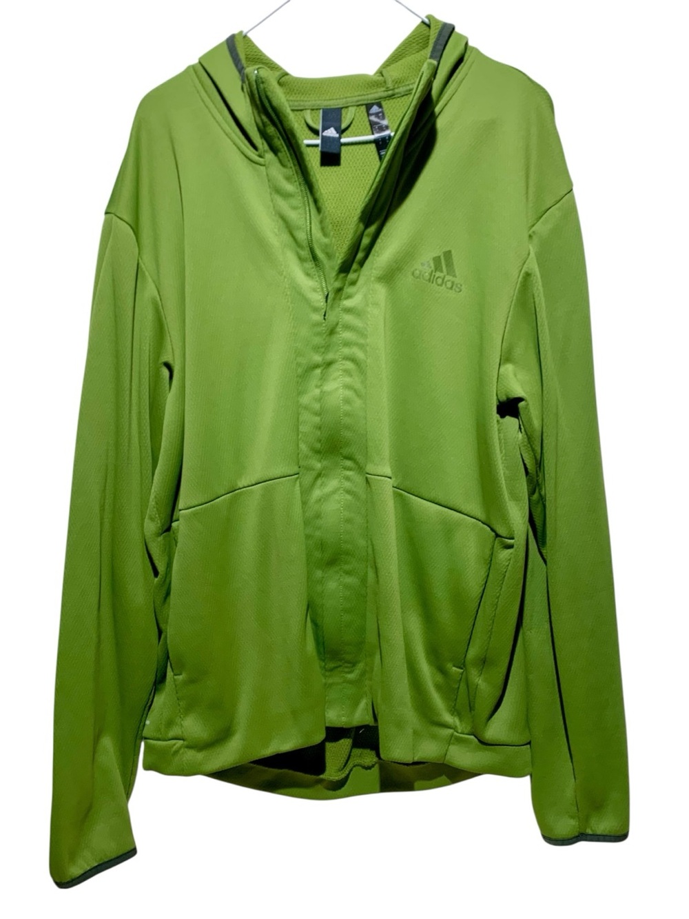 adidas Men’s Lime Green Hooded Full-Zip Jacket Size Large